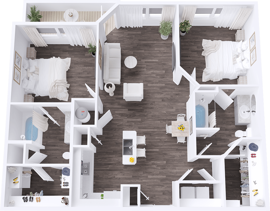 A Snapper unit with 2 Bedrooms and 2 Bathrooms with area of 1027 sq. ft