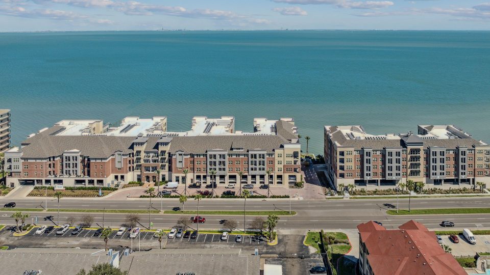 an aerial view of a beach and ocean at The  Alexa